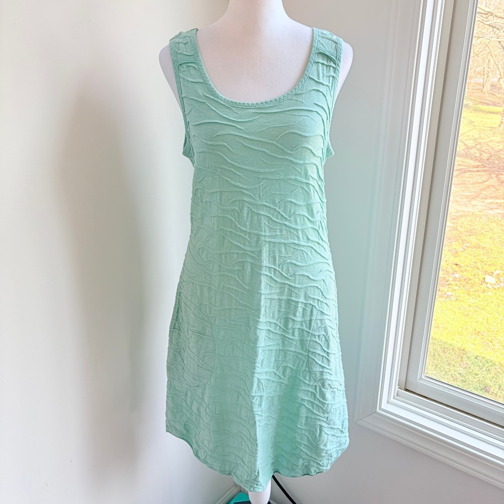 Toad&Co Samba Dress Medium Coastal Seafoam Green Textured Organic Cotton Pockets